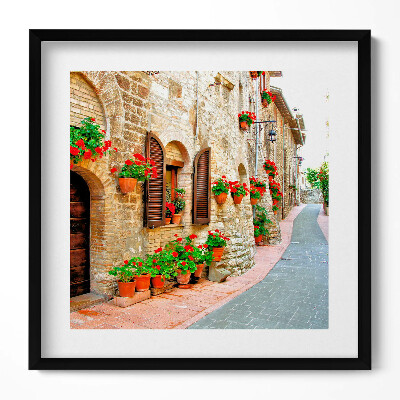 Obraz v rámu efektivní Malebná ulice s květinami