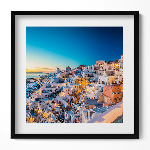 Obraz v rámu efektivní Západ slunce na Santorini