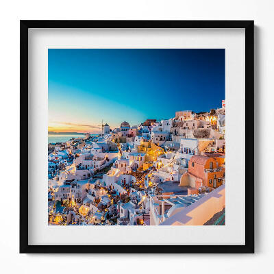 Obraz v rámu efektivní Západ slunce na Santorini