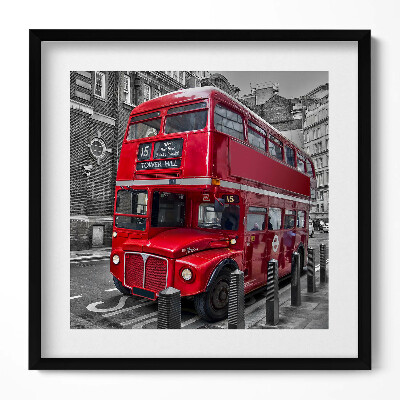 Obraz v rámu efektivní Červený dvoupatrový autobus