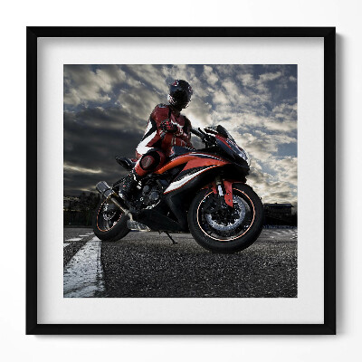 Obraz v rámu efektivní Muž na motorce