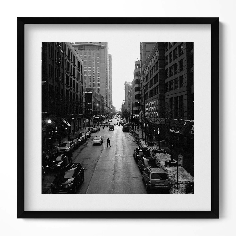 Obraz v rámu efektivní Černobílé ulice Chicaga
