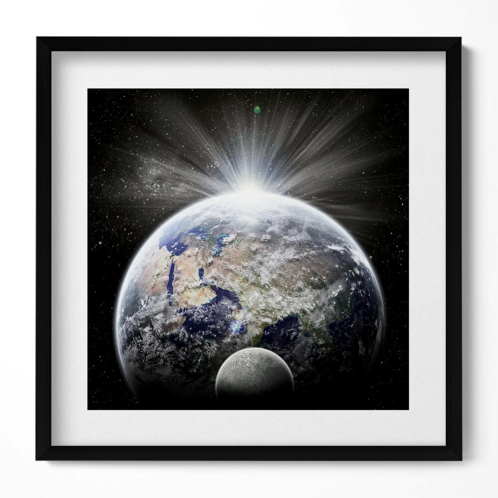 Obraz v rámu efektivní Pohled na Zemi a Měsíc
