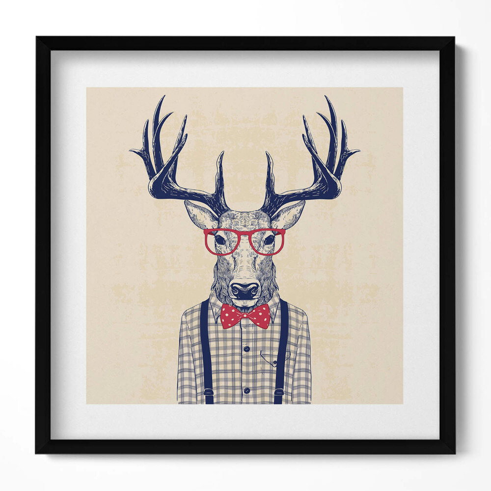 Obraz v rámu efektivní Jelen v košili a jazzový luk