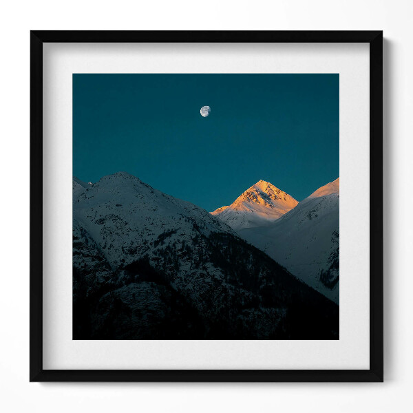 Obraz v rámu efektivní Západ slunce v horách