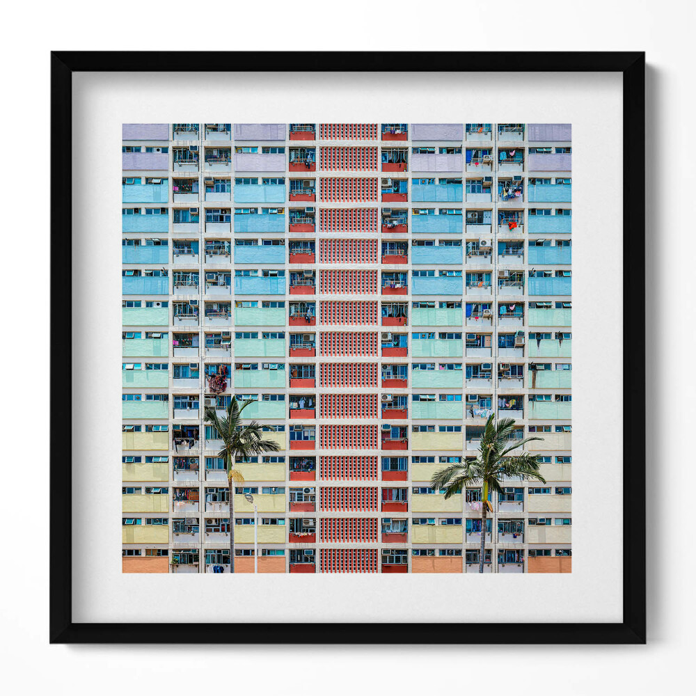 Obraz v rámu efektivní Barevná budova Hong Kong