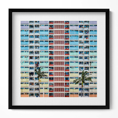 Obraz v rámu efektivní Barevná budova Hong Kong