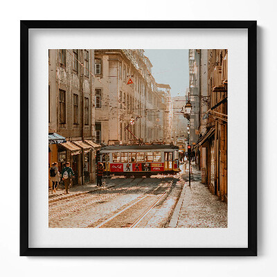 Obraz v rámu efektivní Pohled na Lisabon a tramvaj