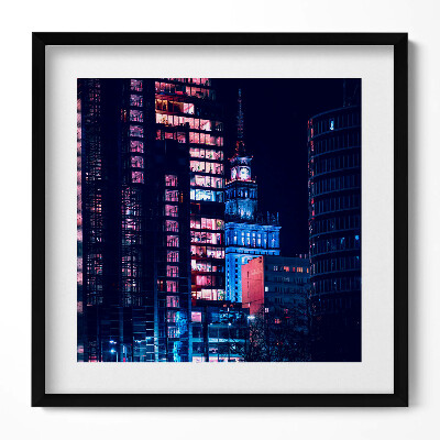 Obraz v rámu efektivní Varšava v noci