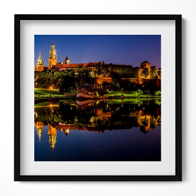 Obraz v rámu efektivní Wawel v noci, Visla