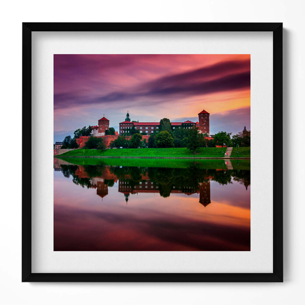 Obraz v rámu efektivní Východ slunce královského hradu Wawel