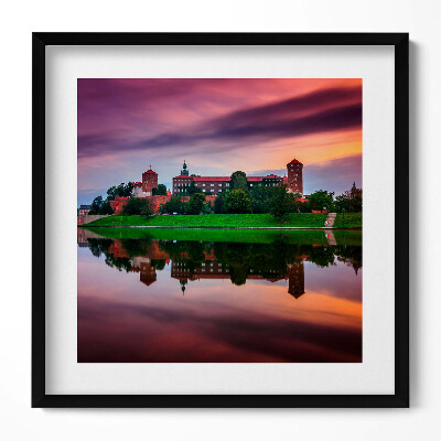 Obraz v rámu efektivní Východ slunce královského hradu Wawel