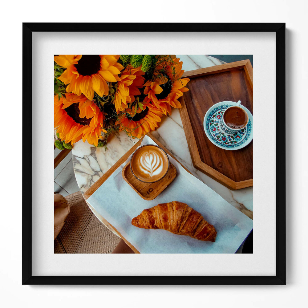 Obraz v rámu efektivní Francouzský croissant a káva