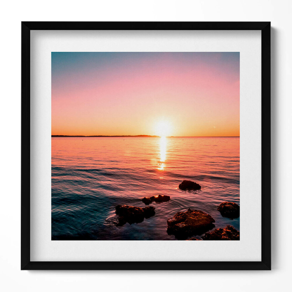 Obraz v rámu efektivní Skály při západu slunce