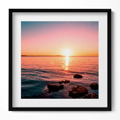 Obraz v rámu efektivní Skály při západu slunce