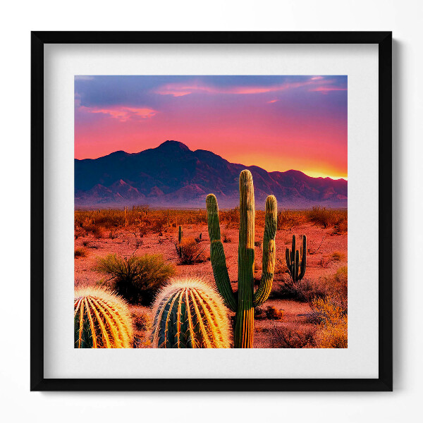 Obraz v rámu efektivní Západ slunce v poušti