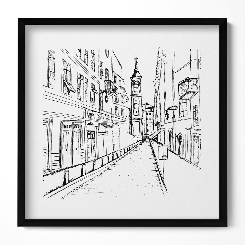 Obraz v rámu efektivní Kresba města Provence