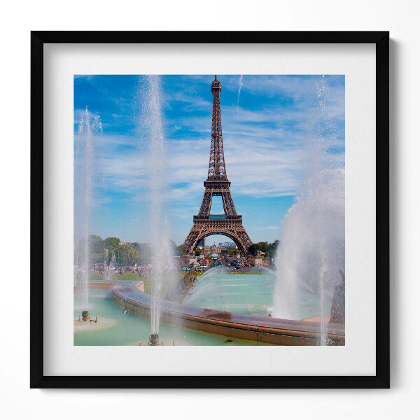 Obraz v rámu efektivní Fontána Eiffelova věž v Paříži