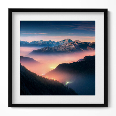 Obraz v rámu efektivní Krajina horských vrcholů