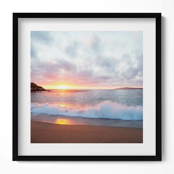 Obraz v rámu efektivní Mořská pláž a západ slunce