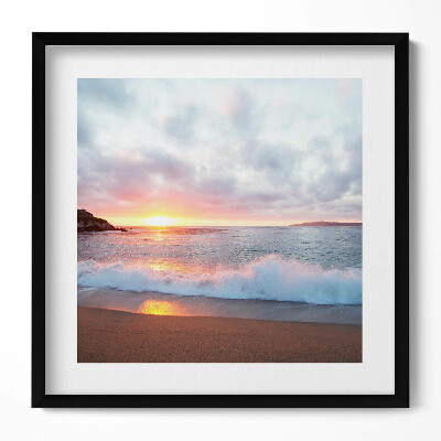 Obraz v rámu efektivní Mořská pláž a západ slunce