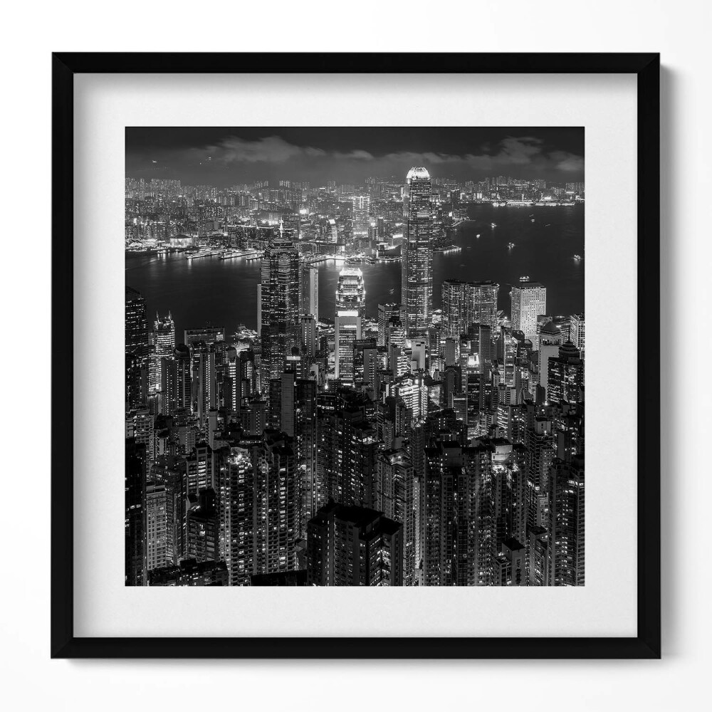 Obraz v rámu efektivní Pohled na město v noci