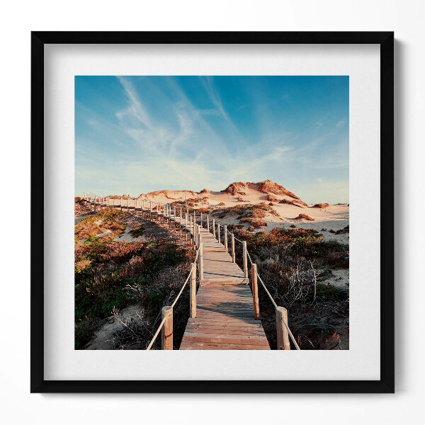 Obraz v rámu efektivní Letní krajina a dřevěná cesta