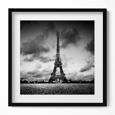 Obraz v rámu efektivní Černobílá krajina Francie s Eiffelovou věží