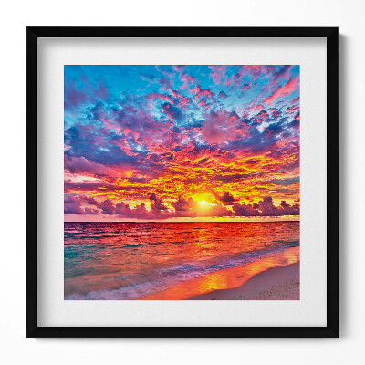 Obraz v rámu efektivní Západ slunce nad mořem