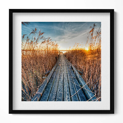 Obraz v rámu efektivní Dřevěná cesta uprostřed ničeho