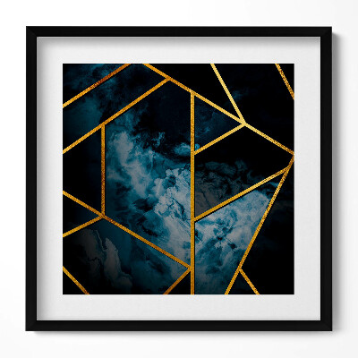 Obraz v rámu efektivní Tmavá geometrická abstrakce se zlatem