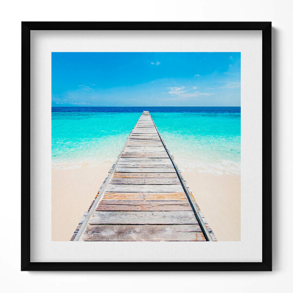 Obraz v rámu efektivní Krajina dřevěného mola a oceánu