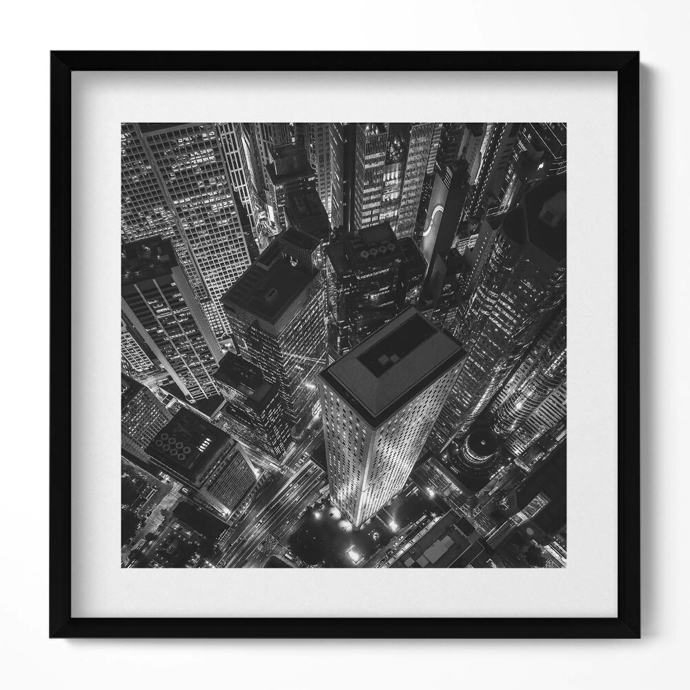 Obraz v rámu efektivní Velké město v noci z ptačí perspektivy