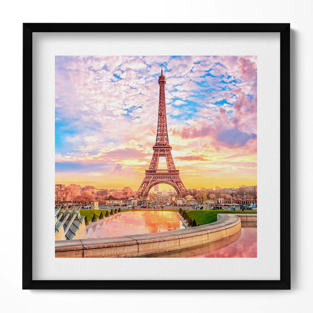 Obraz v rámu efektivní Romantický pohled na Eiffelovu věž v Paříži