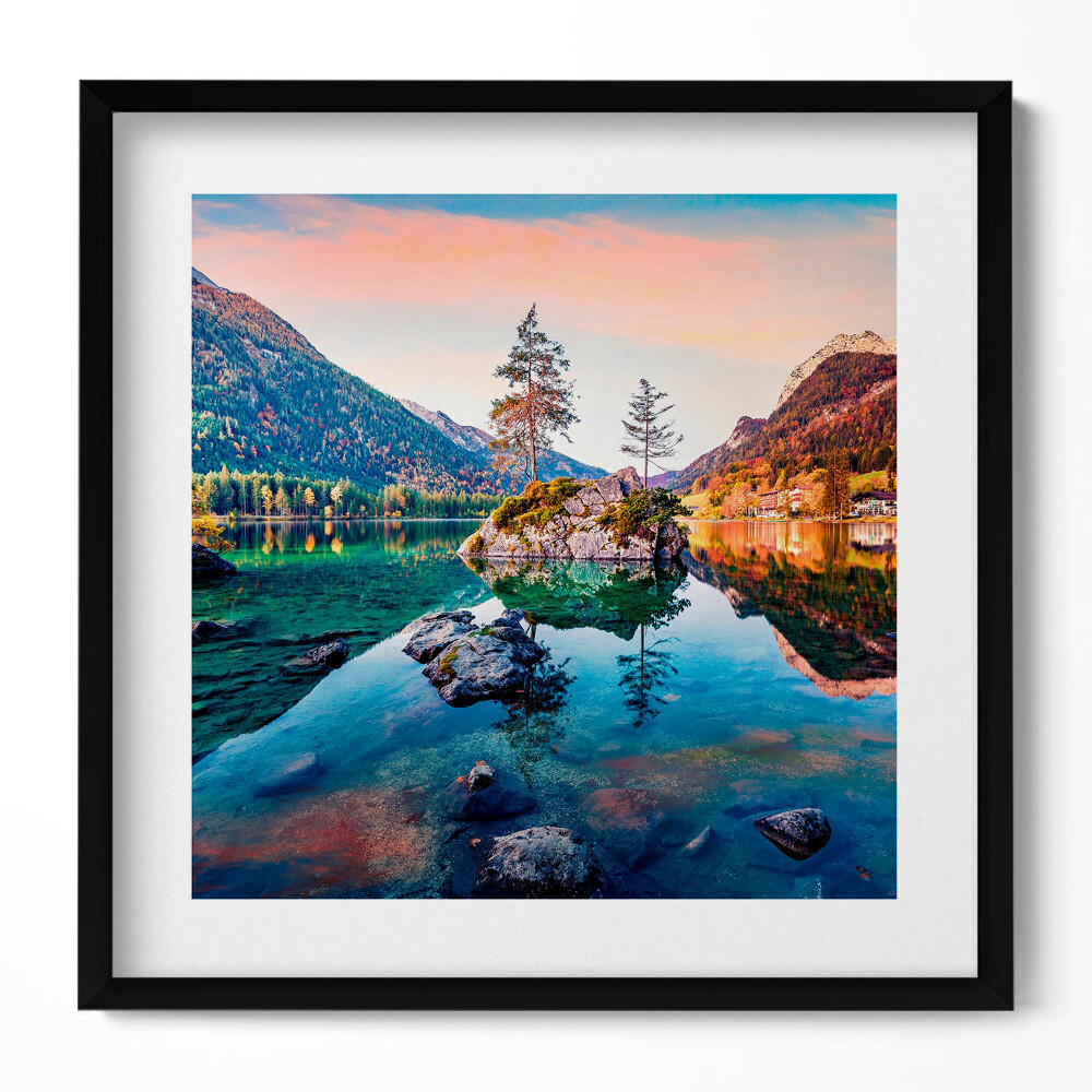 Obraz v rámu efektivní Krásná horská krajina jezera