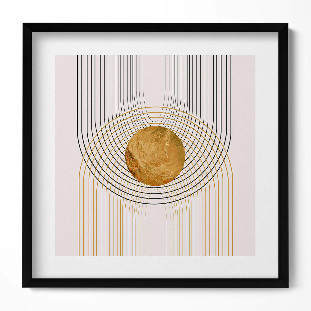 Obraz v rámu efektivní Boho abstraktní minimalistické tvary se zlatem