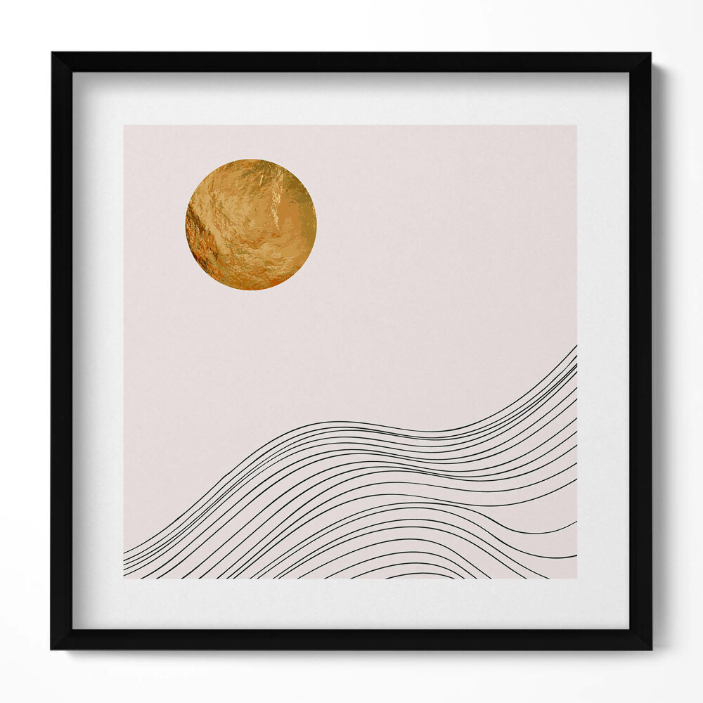 Obraz v rámu efektivní Boho abstraktní minimalistické tvary se zlatem