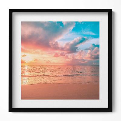 Obraz v rámu efektivní Romantický západ slunce nad mořem