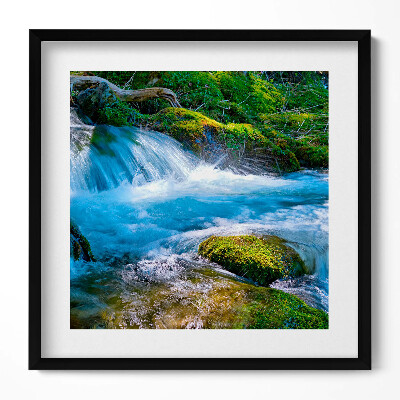 Obraz v rámu efektivní Zurčící potok v lese