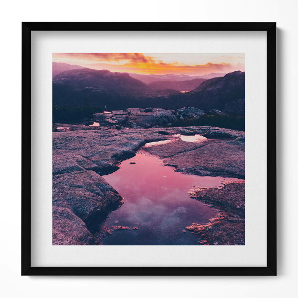 Obraz v rámu efektivní Horská krajina při západu slunce