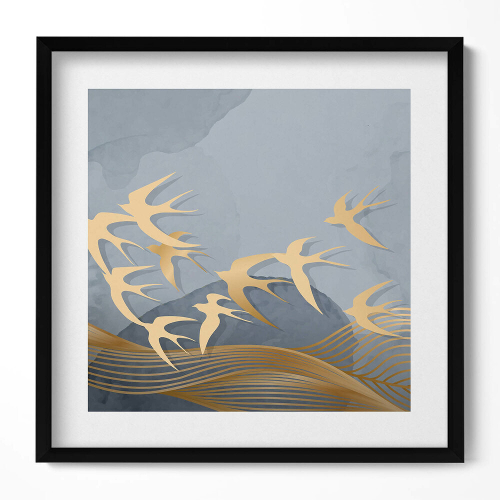 Obraz v rámu efektivní Ilustrace létajících ptáků