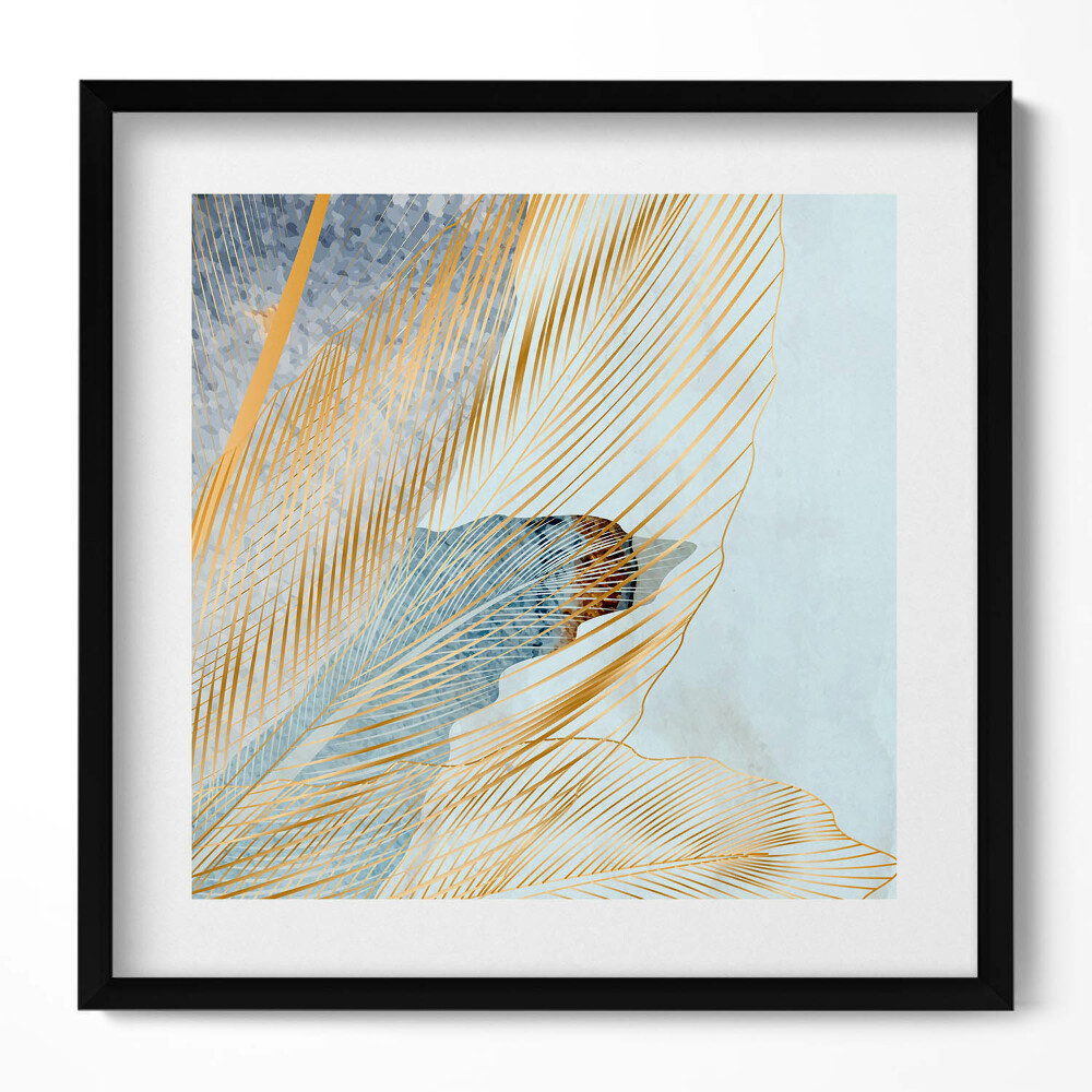 Obraz v rámu efektivní Glamour banánové listy se zlatem