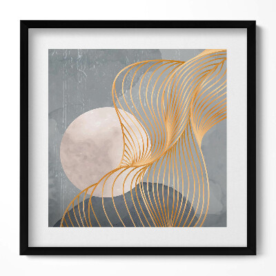 Obraz v rámu efektivní Abstraktní ilustrace měsíce se zlatem