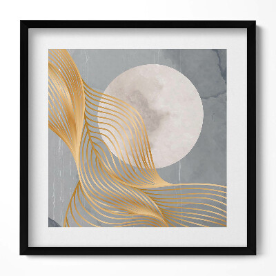 Obraz v rámu efektivní Abstraktní ilustrace měsíce se zlatem