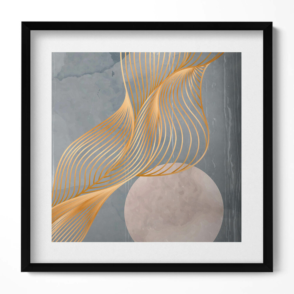 Obraz v rámu efektivní Abstraktní ilustrace měsíce se zlatem