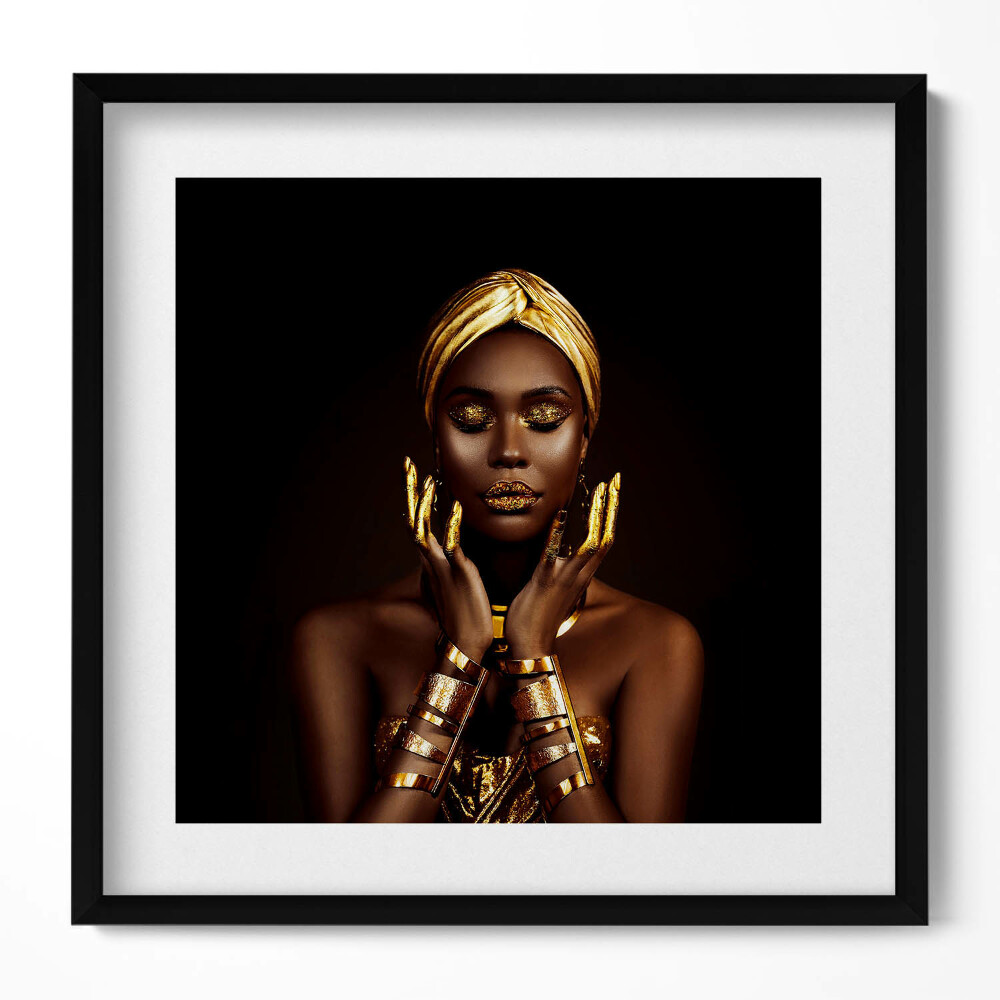 Obraz v rámu efektivní Portrét africké ženy ve zlatě