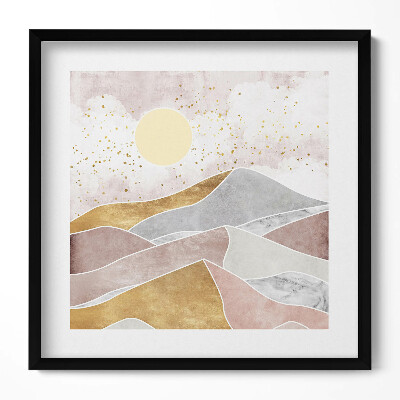 Obraz v rámu efektivní Abstraktní krajina pouště a slunce