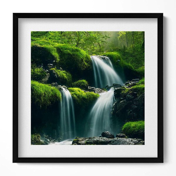 Obraz v rámu efektivní Vodopády uprostřed lesa