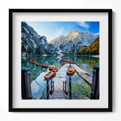 Obraz v rámu efektivní Lodě na horské jezero