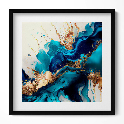 Obraz v rámu efektivní Tekutá abstrakce se zlatem